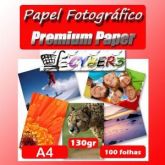 Papel Fotográfico Brilhante 130gr - A4 Glossy c/100 folhas